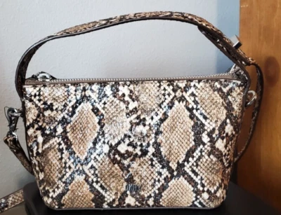 Bolso Bandolera DKNY Tania Texturizado Imitación Cuero Estampado Serpiente Marrón Mini Foto 1 de 2