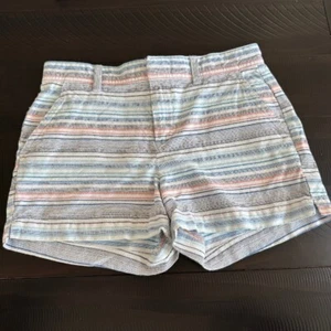 Gap Striped Chino Shorts Everyday Summer Outfit Blue Orange White Size 0 - Picture 1 of 2