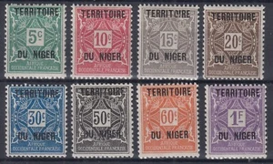 TIMBRE NIGER SERIE TAXE COMPLETE N° 1/8 NEUFS * GOMME TRACE DE CHARNIERE - Picture 1 of 2