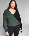MSRP $90 Jeannie Mai Inc Plus Size Ribbed Colorblocked Sweater Green Size 2X