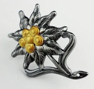 PINS Insignia Gorra Edelweiss Infantería de Montaña Alemana Cazador de Montaña Oscuro Segunda Guerra Mundial - Imagen 1 de 3