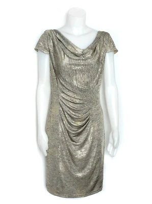 Metallic Gold Clubwear  Dress Special Occasion Cap Sleeves Cartise Size 6 - Image 1 of 4