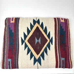 VTG Wool & Canvas Pillow Cover Navajo Style Southwestern Woven Kilim 17.5"x13.5" - Picture 1 of 13