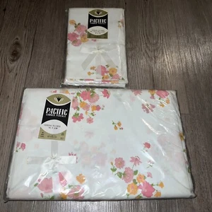 Vintage NEW Pacific Combed Percale 100% Cotton Sheet 81×108 & 2 Pillow Case Set - Bild 1 von 7