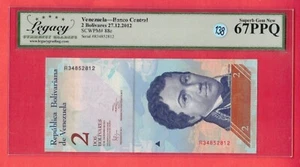 2012 Venezuela-Banco Central 2 Bolivares P# 88e Legacy 67PPQ Super Gem UNC LT138 - Bild 1 von 2