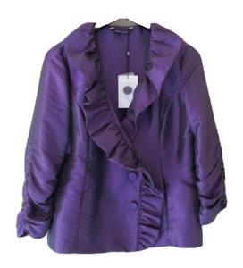 MONTIQUE Purple Evening Formal Wedding JACKET NWT SIZE 10 Ruffle RRP $160 - Picture 1 of 10