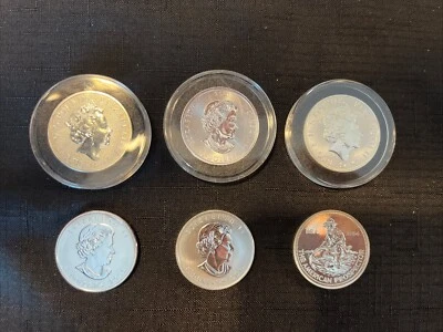 Lot of (6) different - Silver Coins .999 Silver From Around The World BU 10oz - Image 1 of 4