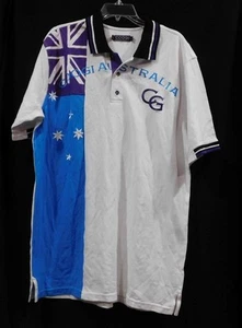 NWT-Men's Coogi Brand Nation Polo - White with Purple & Turquoise - Sz Large - Picture 1 of 2