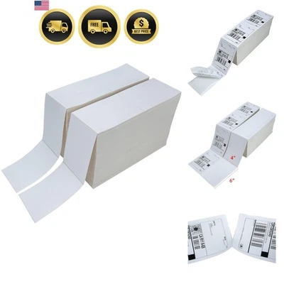 Thermal Labels 4x6 Fanfold 4000 Direct Labels for Zebra Rollo Printer - Image 1 of 4