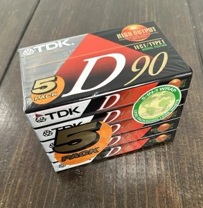TDK D-90 Confezione da 5 nastri vuoti sigillati tipo 1 alta uscita NUOVI SIGILLATI - Foto 1 di 6