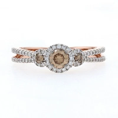 Kallati Diamond Halo Engagement Ring - Rose Gold 9k Round .69ctw Fancy Brown - Image 1 of 4