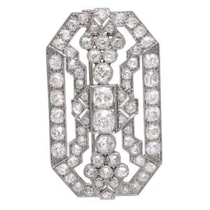 French Art Deco 8.60 carat diamond platinum brooch - Picture 1 of 6