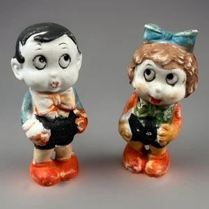 Scrappy & Marge Vintage 1930s Bisque Figurines Margie Margy Made In Japan - Picture 1 of 12