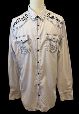 BUCKLE BLACK 2XL BKE Athletic Fit Western Embroidered Snap Stripe Black Shirt - Image 1 of 4