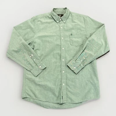 Timberland Button-Down Shirt Mens Medium Green Oxford Regular Fit Front Pocket - Image 1 of 4