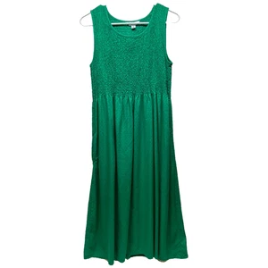 Croft & Barrow Smocked Tank Dress Women's Medium Emerald Green Stretch w/Pockets - Bild 1 von 13