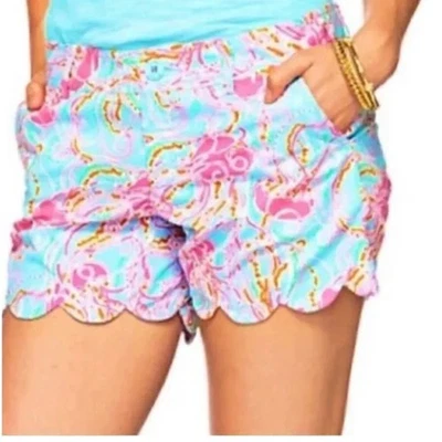 Pantalones Cortos Lilly Pulitzer W. Buttercup S 8 Dobladillo Festoneado Medusas Jaleas Be Jammin Foto 1 de 4