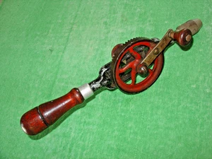 VINTAGE MILLERS FALLS No.5 EGGBEATER HAND DRILL STORAGE IN HANDLE MADE IN USA - Picture 1 of 5