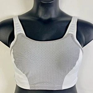 GLAMORISE Sports bra 34F Grey White Custom Control Wire-Free high impact - Picture 1 of 9