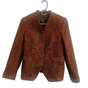 Vintage Brooks Brothers Blazer Jacke Damen 8 Paisley Wolle Gobelin Mandarinkragen - Bild 1 von 9