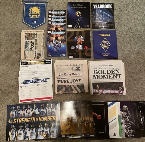 Golden State Warriors Package: Programs, Newspaper, Cheer Cards, Posters,Towels Cover