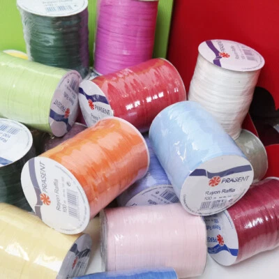 PATTBERG PRÄSENT Öko-Geschenkband Raffia Rayon 100m Spule viele attraktiven Farben.
