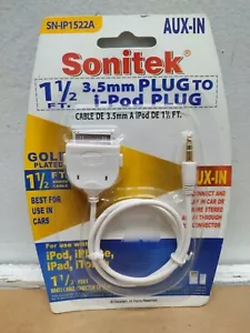 Sonitek 1.5 Ft. 3.5mm iPod/iPhone/iPad/iTouch Auxillary-In Connection Cable - Picture 1 of 9