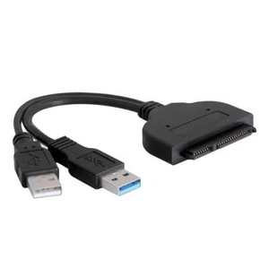 USB 3.0 to SATA 22Pin 2.5Inch Hard Disk Driver Adapter with USB Power Cable UK - Photo 1/4