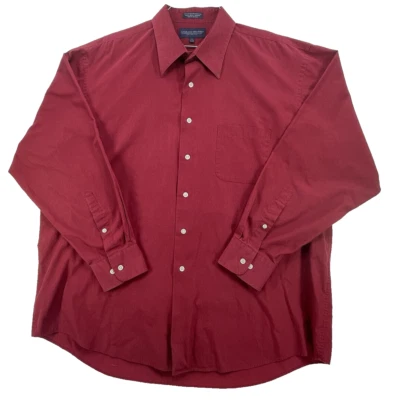 Camisa masculina Giorgio Brutini tamanho XL manga longa com botões mistura de algodão vermelha - Imagem 1 de 4