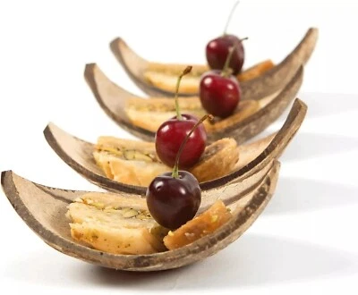 Coconut Boat Shells Natural Eco-Friendly Reusable Mini Snacks Deserts Tableware - Image 1 of 4