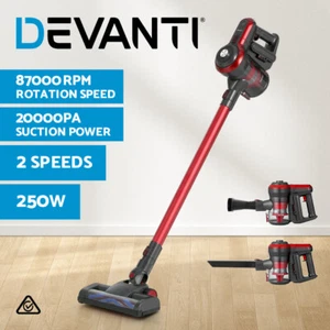 Devanti Stick Vacuum Cleaner Brushless Handstick Vac Cordless Handheld 250W Red - Picture 1 of 11