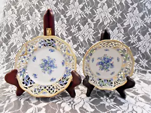 SCHUMANN AZBERG BAVARIAN "FORGET ME NOT" RETICULATED PLATE AND BOWL - Picture 1 of 10