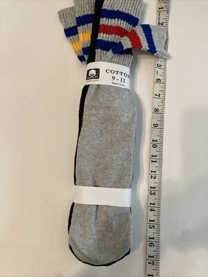 Для мальчиков ВИНТАЖНЫЕ полосатые серые трубки 1 однотонные черные, хлопковые, размер 9-11 сделано в США - Изображение 1 из 3