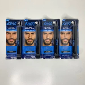 (4) Just For Men 1-Day Beard & Brow Color Dark Brown Brush In Wash Out New - Picture 1 of 4