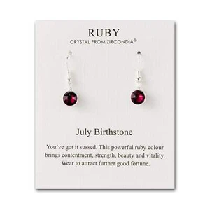 July Birthstone Drop Earrings Created with Ruby Coloured Zircondia® Crystals - Picture 1 of 9