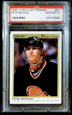 GEMA COMO NUEVA PSA 10 1990-91 O-Pee-Chee Premier Petr Nedved Vancouver Canucks novato Foto 1 de 2