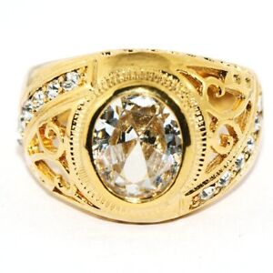 Mens Big Ring Jewelry Gold Plated Ring Crystal CZ Man Ring Party Wedding Size 11