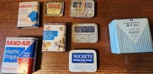 Vintage Large Johnson & Johnson Band-Aid Metal Tin Box 70 Sucrets A Anacin Herb - Picture 1 of 7