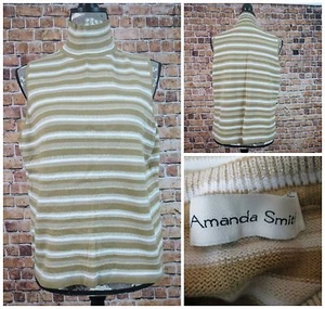 Amanda Smith Damen Tank Top Pullover Gr. XL Stehkragen Streifen braun - Bild 1 von 9