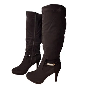 Dream Pairs Women's Size 9.5 Knee High Black Faux Suede High Heel Platform Boots - Picture 1 of 11