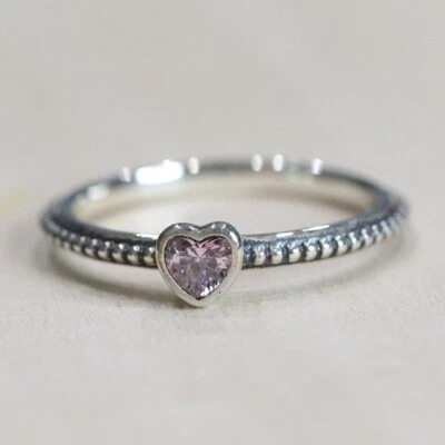 New Authentic Pandora Ring One Love Pink 190896SLP Size 58 W Tag & Suede Pouch - Image 1 of 4