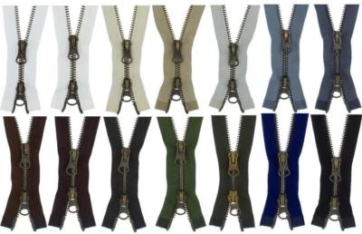 2-Weg Reißverschluss 2MB Metall Altmessing 2 Wege Metallreißverschlüsse 5-6mm - Bild 1 von 2