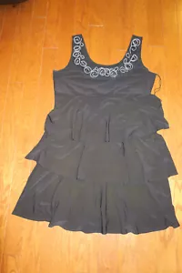 16 XL ❤️ TIANA B.Stretch DRESS ❤️ A-LINE 38" LENGTH 21" ZIP FANCY EVENING BLACK - Picture 1 of 6