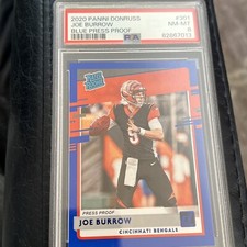 2020 Panini Donruss JOE BURROW Blue Press Proof Rated Rookie Card RC #301 PSA 8