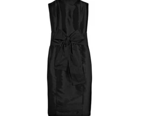 BY MALENE BIRGER BLACK WOOL/SILK STRAPLESS BODYCON BELTED DRESS-SIZE 34 - Picture 1 of 12
