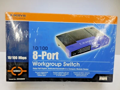 Linksys Workgroup Switch 10/100 8-Port, Model EZXS88W, Brand New, Sealed Box - Image 1 of 4