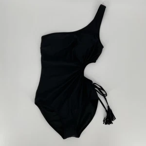 Costume da bagno Aerie nappa taglio asimmetrico pezzo unico donna piccolo nero nuovo con etichetta - Foto 1 di 8