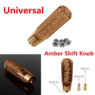 Universal Amber Octagon Crystal VIP Manual Bubble Shifter Shift Knob For Car SUV Foto 1 de 4