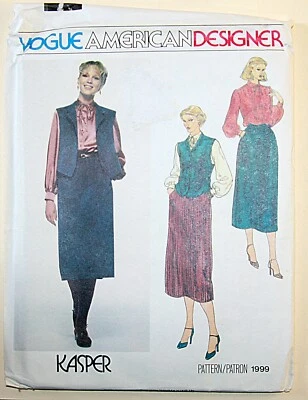 Vogue American Designer Kasper sewing pattern 1999 Sz 14 Blouse Vest Skirt Uncut - Image 1 of 2