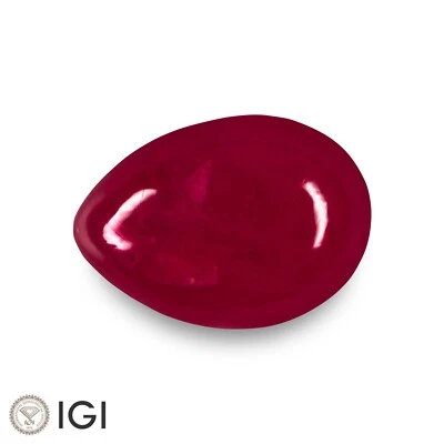IGI Certified TANZANIA Ruby 2.94 Ct. Natural Untreated DEEP RED Pear Cabochon - Image 1 of 4